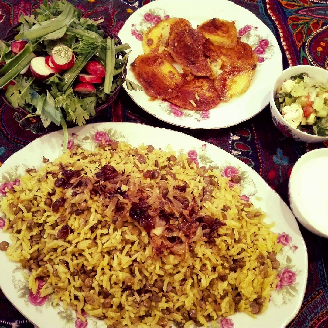 Adas polo - Persian vegetarian food