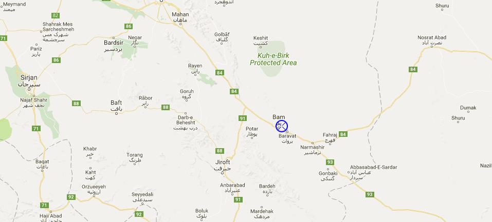 Bam_citadel_Iran google map location