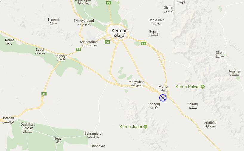 Shahzadeh Garden, Kerman , google map