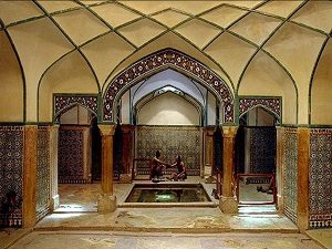 visiting Ganj Ali Khan Bath in tour around Iran